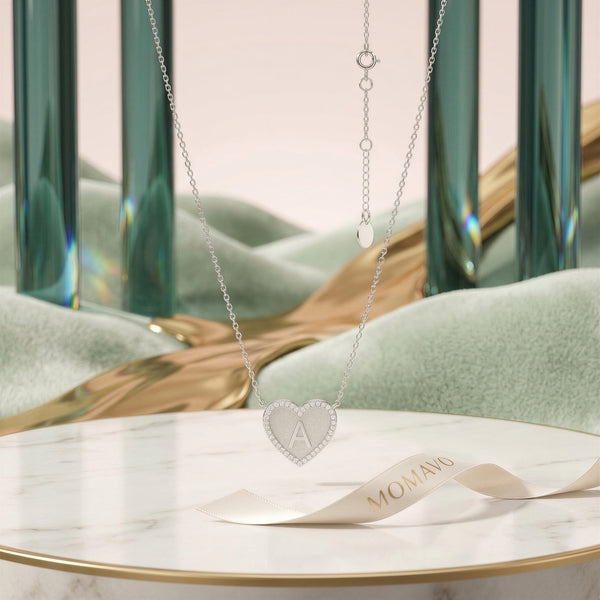 Heart Initial Necklace | Silver