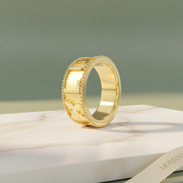 Milgrain Charm Ring | 18K Gold Plated