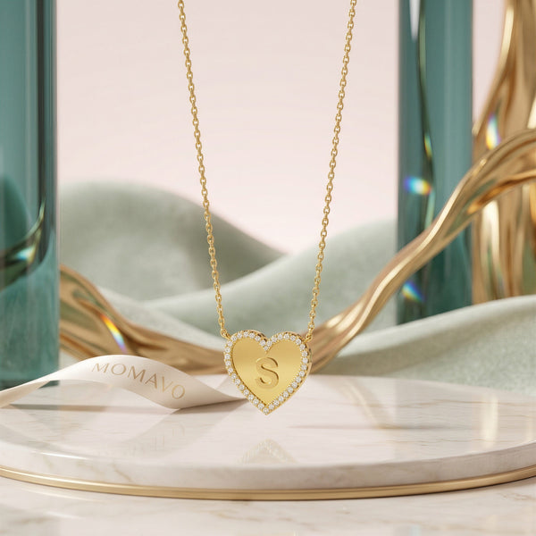 Heart Initial Necklace | 18K Gold Plated