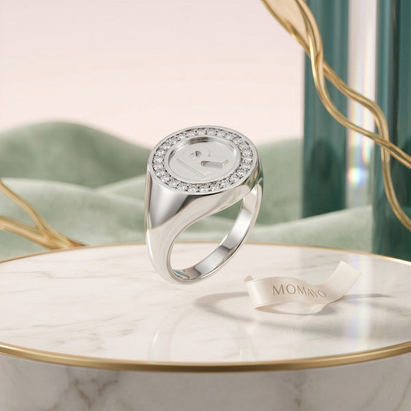 Monogram Initial Ring | Rhodium Plated