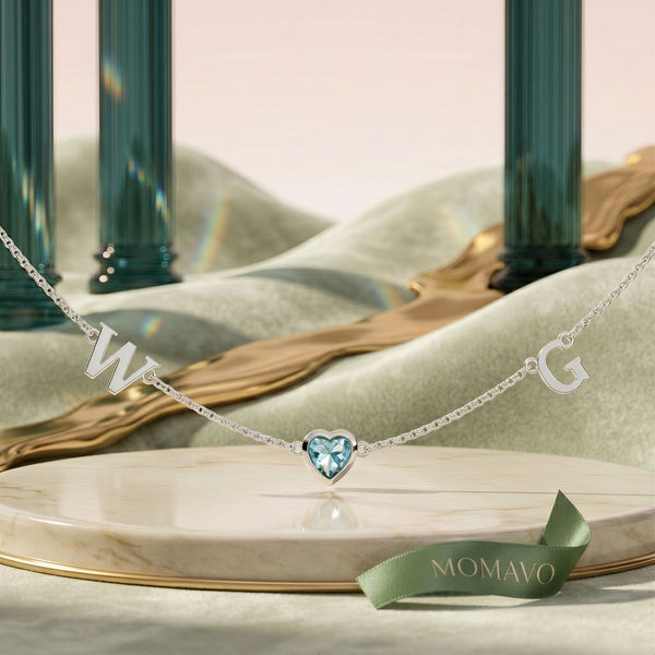 HeartLink Birthstone Necklace | Silver