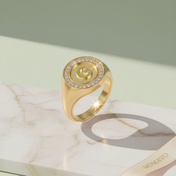 Monogram Initial Ring | 18K Gold Plated