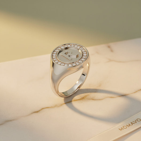 Monogram Initial Ring | Rhodium Plated