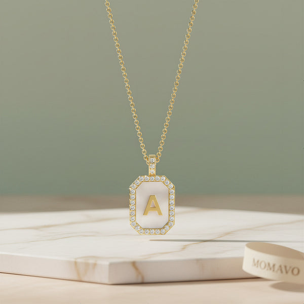 Zodiac Initial Gemstone Pendant Necklace | 18K Gold Plated
