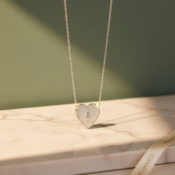 Heart Initial Necklace | Silver