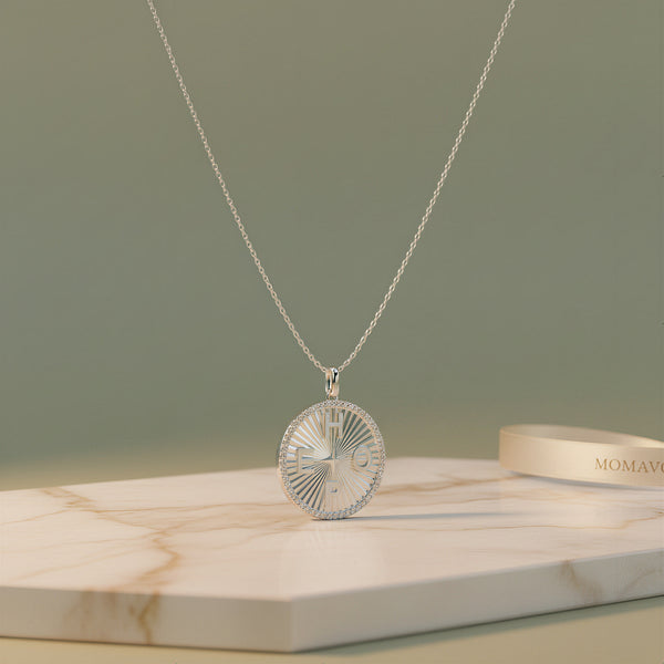 Engravable Medallion Necklace | Silver