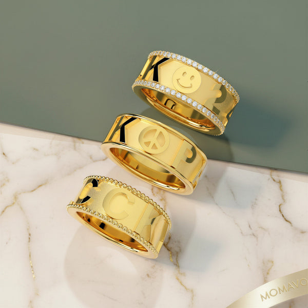Charm Mark Personalized Ring | 18K Gold Plated