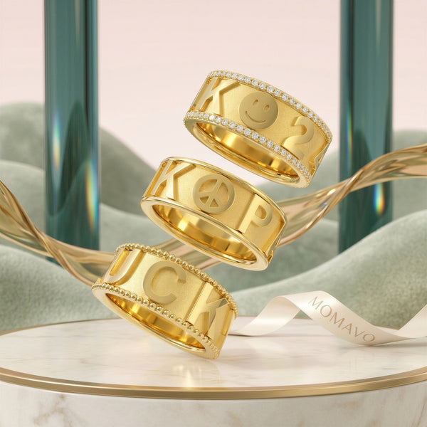 Charm Mark Personalized Ring | 18K Gold Plated