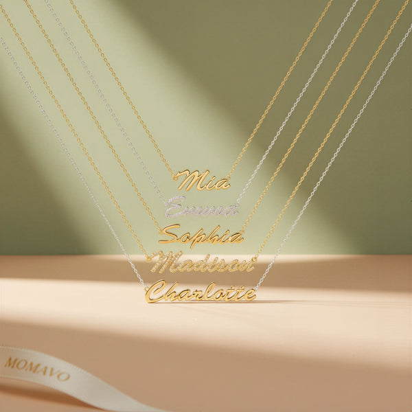 Classic Name Necklace | Rhodium Plated
