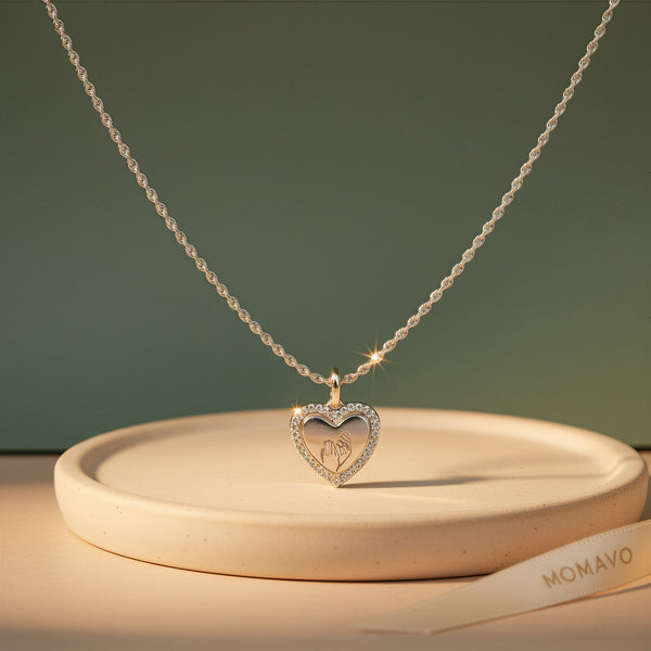 Engraved Heart Pendant Necklace | Silver