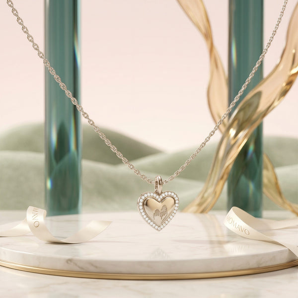 Engraved Heart Pendant Necklace | Silver