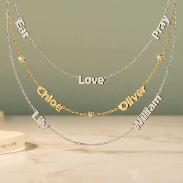 Linked by Love Personalized Gemstone Necklace | 18K Gold Plated