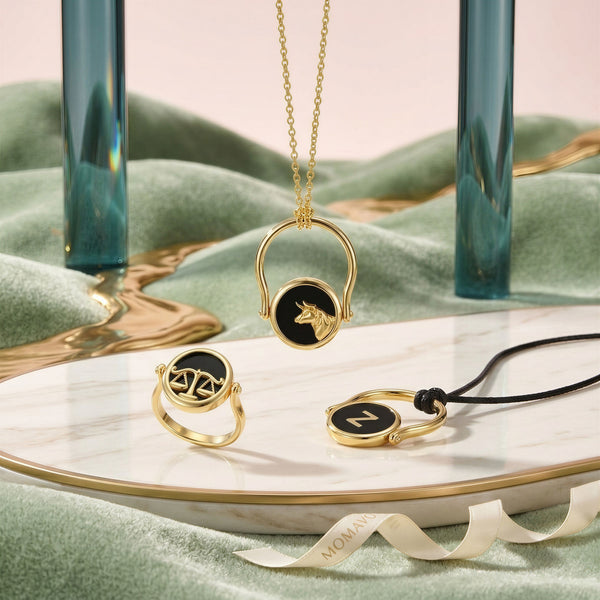 Twin Signet Ring & Pendant | 18K Gold Plated