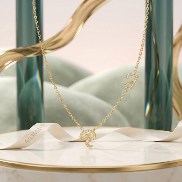Initial Link Tilt Necklace | 18K Gold Plated