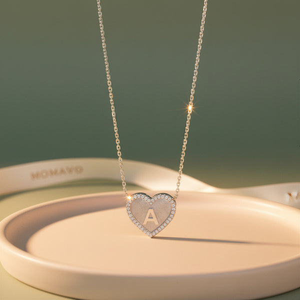 Heart Initial Necklace | Silver