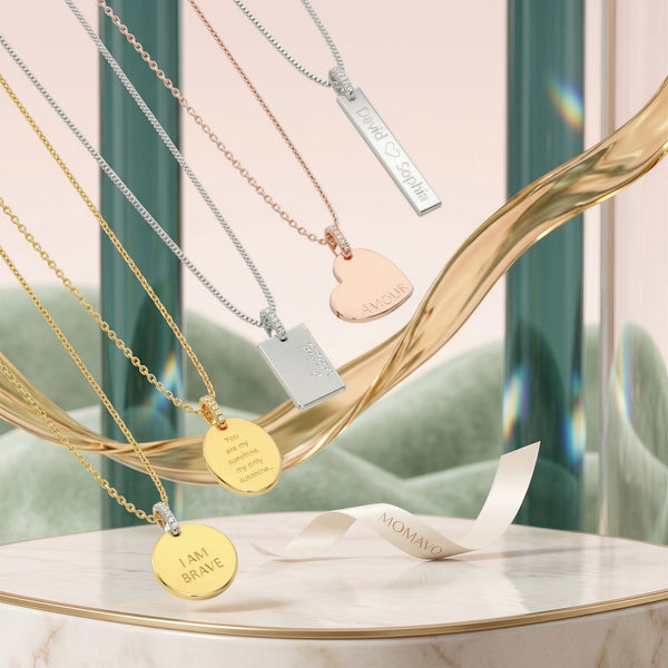 Engravable Rectangle Pendant Necklace | Silver