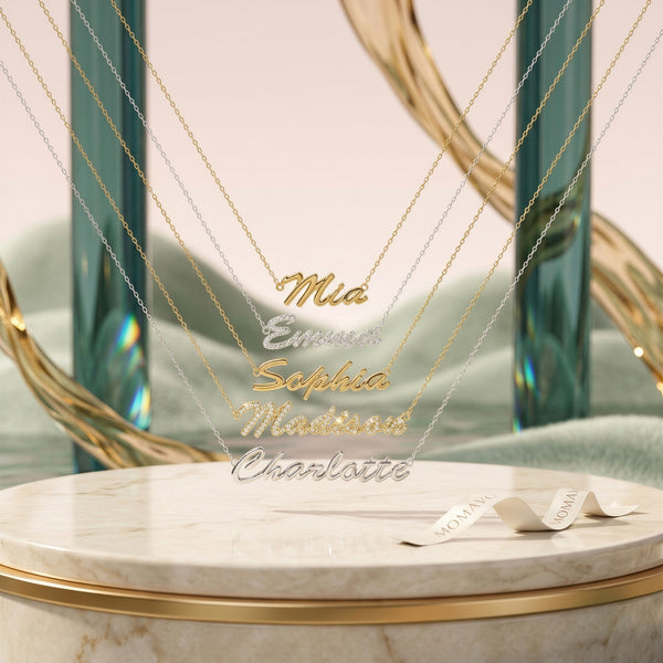 Classic Name Necklace | Rhodium Plated