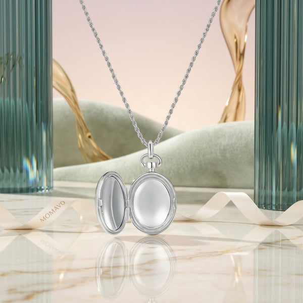 Luna Oval Locket Necklace | Silver