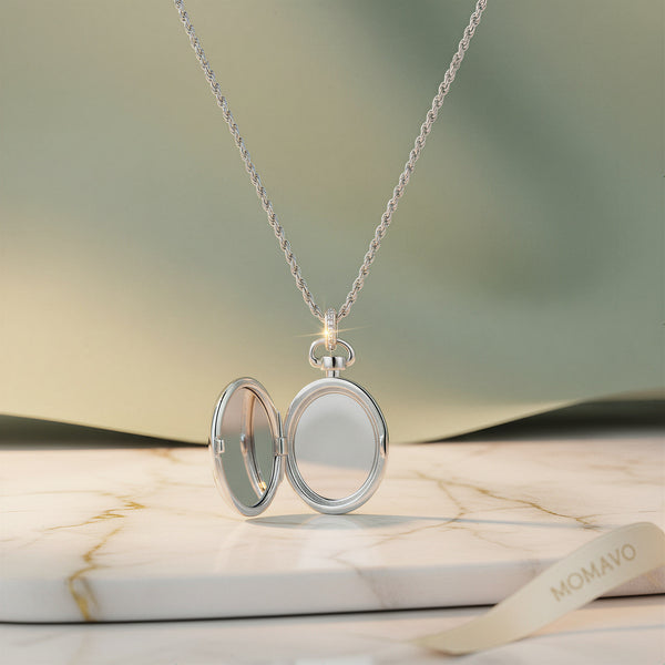 Luna Oval Locket Necklace | Silver