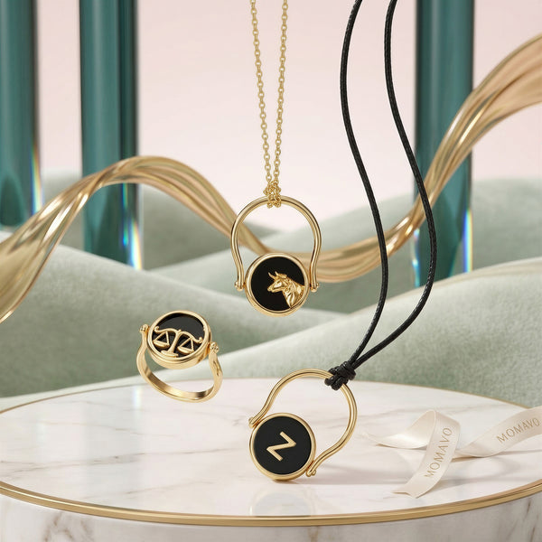 Twin Signet Ring & Pendant | 18K Gold Plated