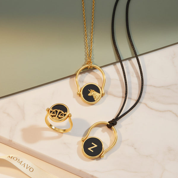 Twin Signet Ring & Pendant | 18K Gold Plated