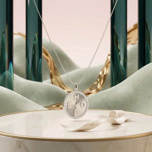 Engravable Medallion Necklace | Silver