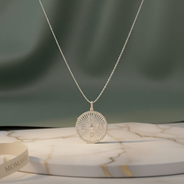 Engravable Medallion Necklace | Silver