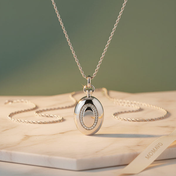 Luna Oval Locket Necklace | Silver