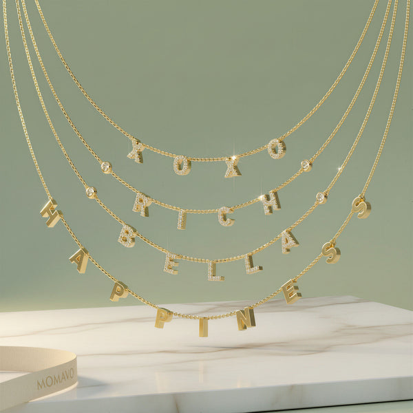 Monogram Letter Necklace | 18K Gold Plated