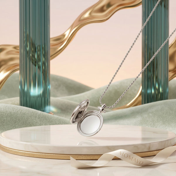 Luna Oval Locket Necklace | Silver