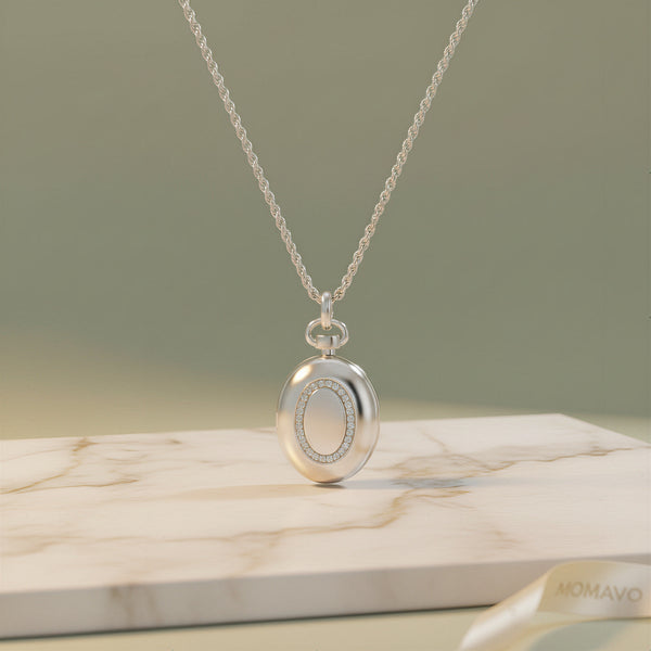 Luna Oval Locket Necklace | Silver