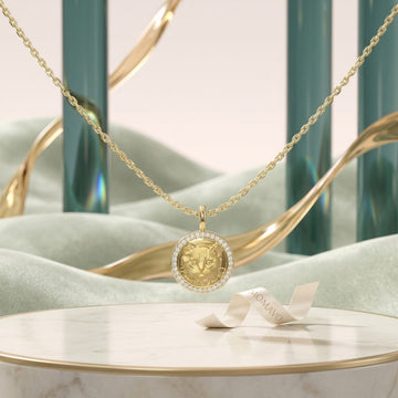Carved Circle Pendant Necklace | 18K Gold Plated