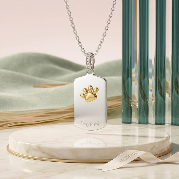 Custom Paw Squircle Necklace | 18K Gold Plated