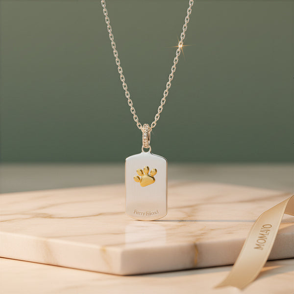 Custom Paw Squircle Necklace | 18K Gold Plated