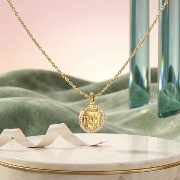 Carved Circle Pendant Necklace | 18K Gold Plated