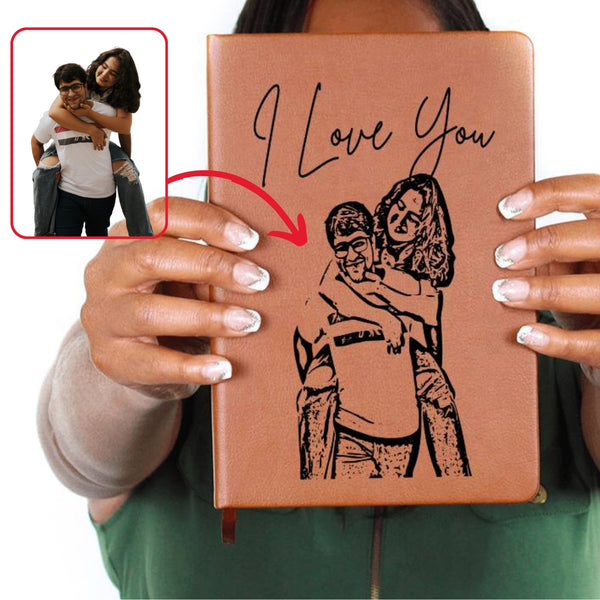 Personalized Leather Journal - I Love You