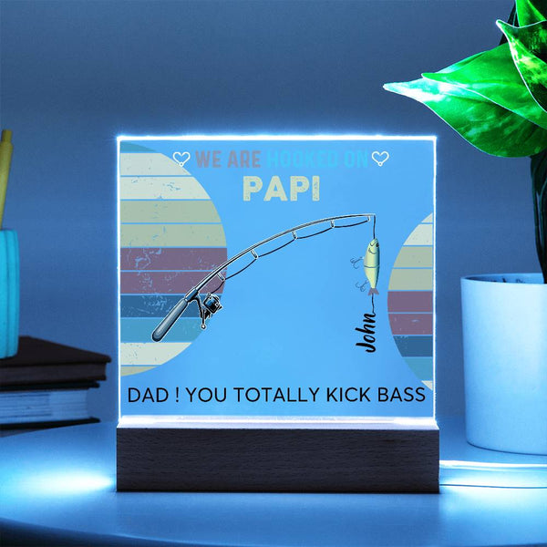 Gift For Dad - We are Hooked On Papi -  Name Personalize - Acrylic Plaque