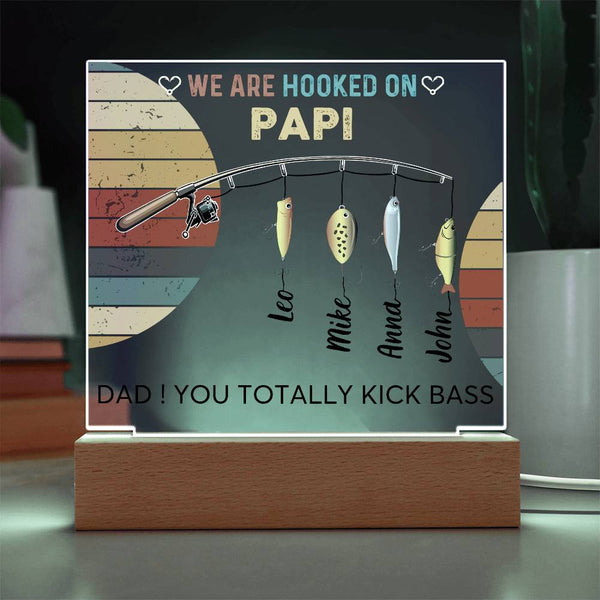 Gift For Dad - We are Hooked On Papi -  Name Personalize - Acrylic Plaque