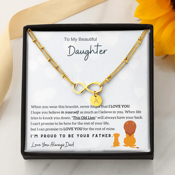 To My Daughter - Gold Dipped Infinity Bracelet - Customizable Charm