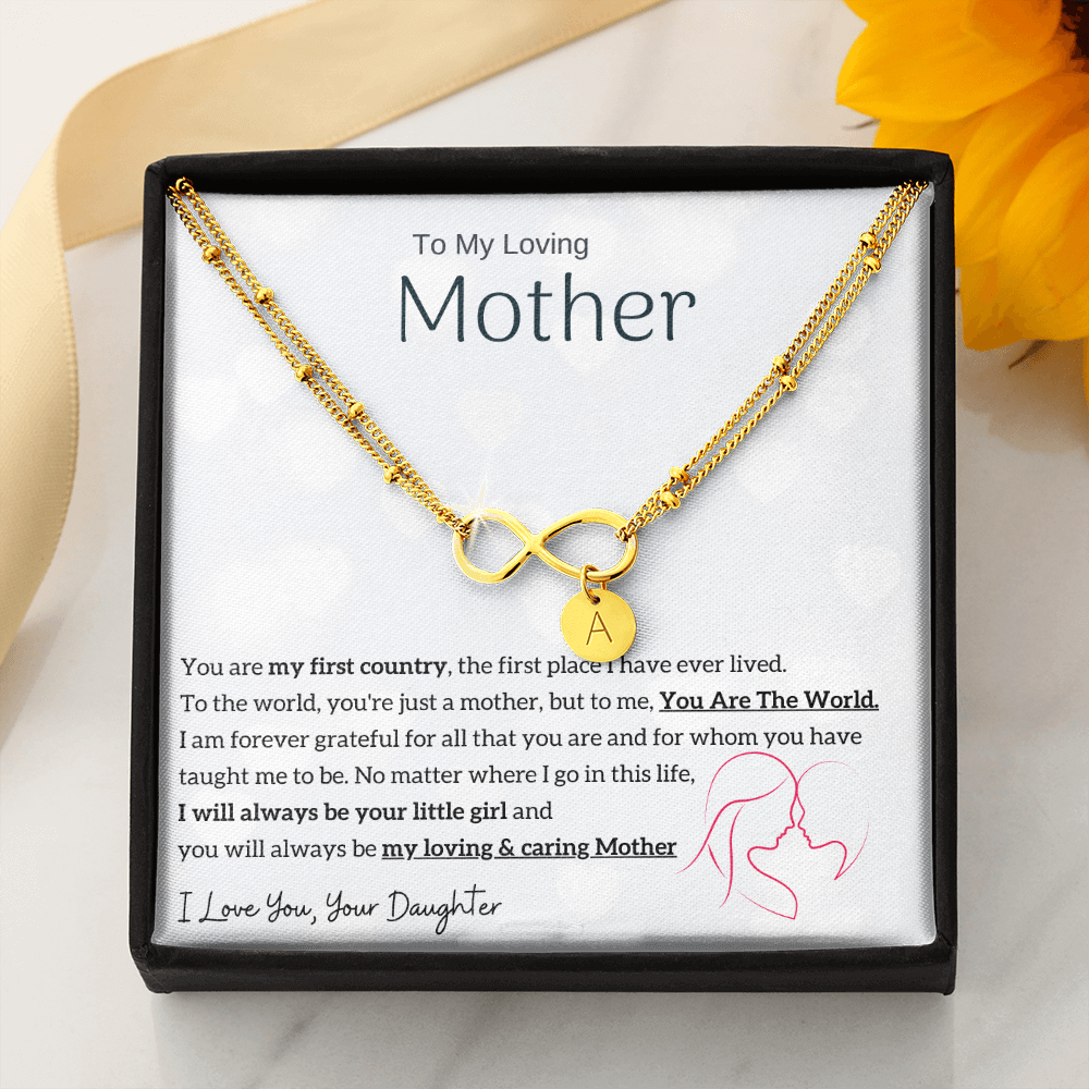 To My Loving Mother - You are my sunshine, I will always be your little girl Gold Infinity Bracelet (18k Gold Dipped)