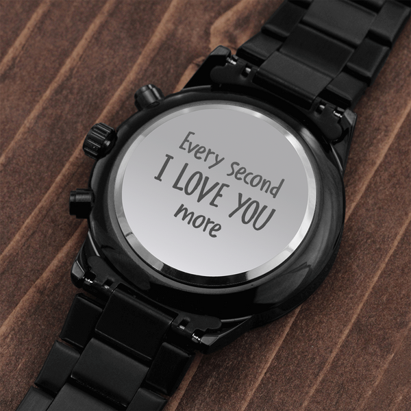 For Men - Engraved Design Black Chronograph Watch