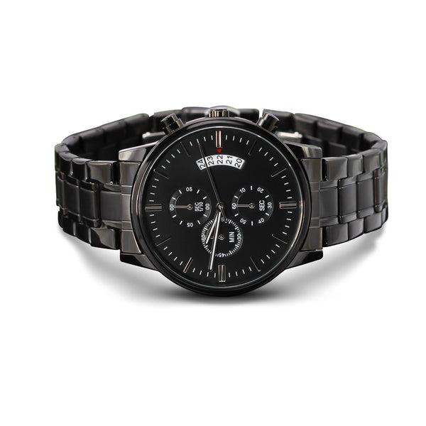 For Men - Engraved Design Black Chronograph Watch