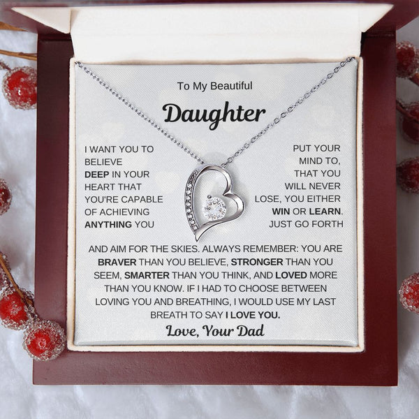To My Beautiful Daughter, Aim For The Skies (Forever Love Necklace)