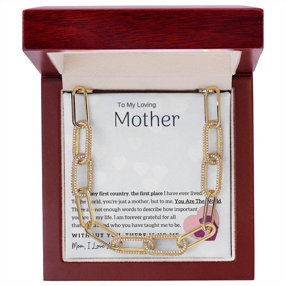 To My Loving Mother - You Are The World To Me! (Forever Linked Necklace)
