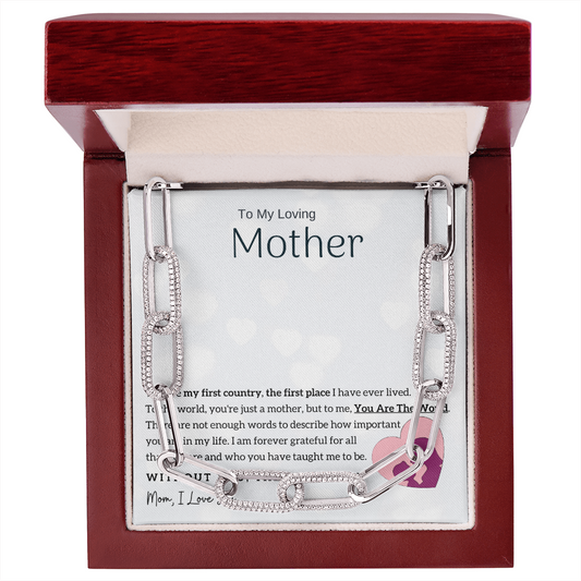 To My Loving Mother - You Are The World To Me! (Forever Linked Necklace)