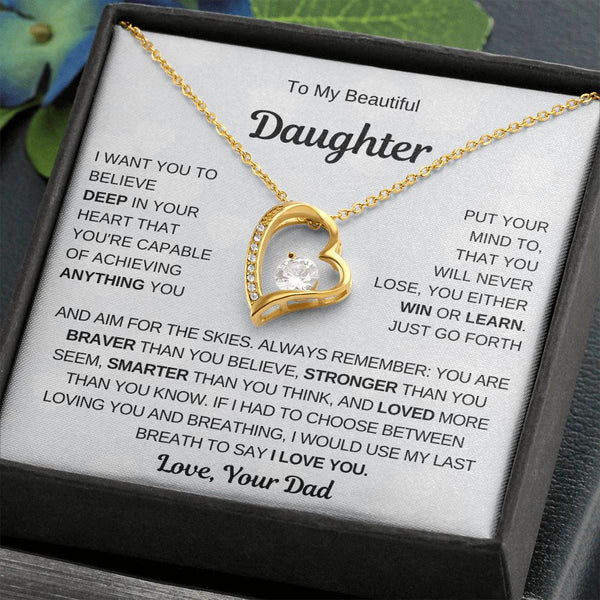 To My Beautiful Daughter, Aim For The Skies (Forever Love Necklace)
