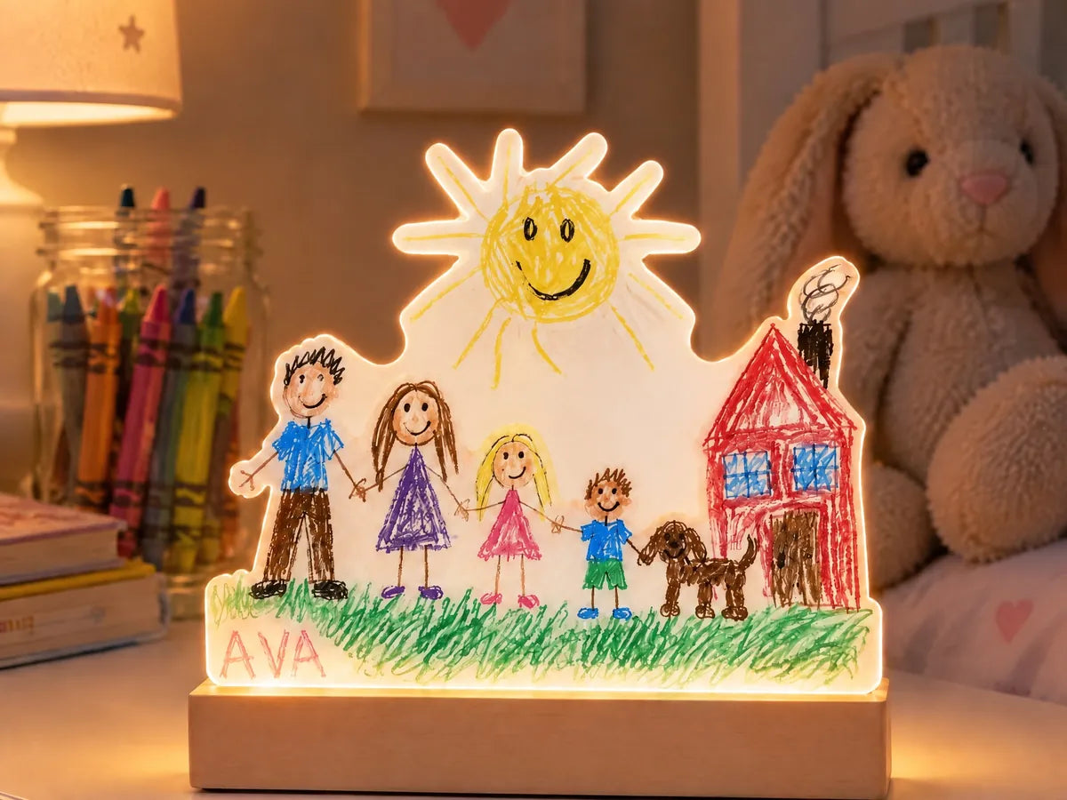 The drawing light glowing at night