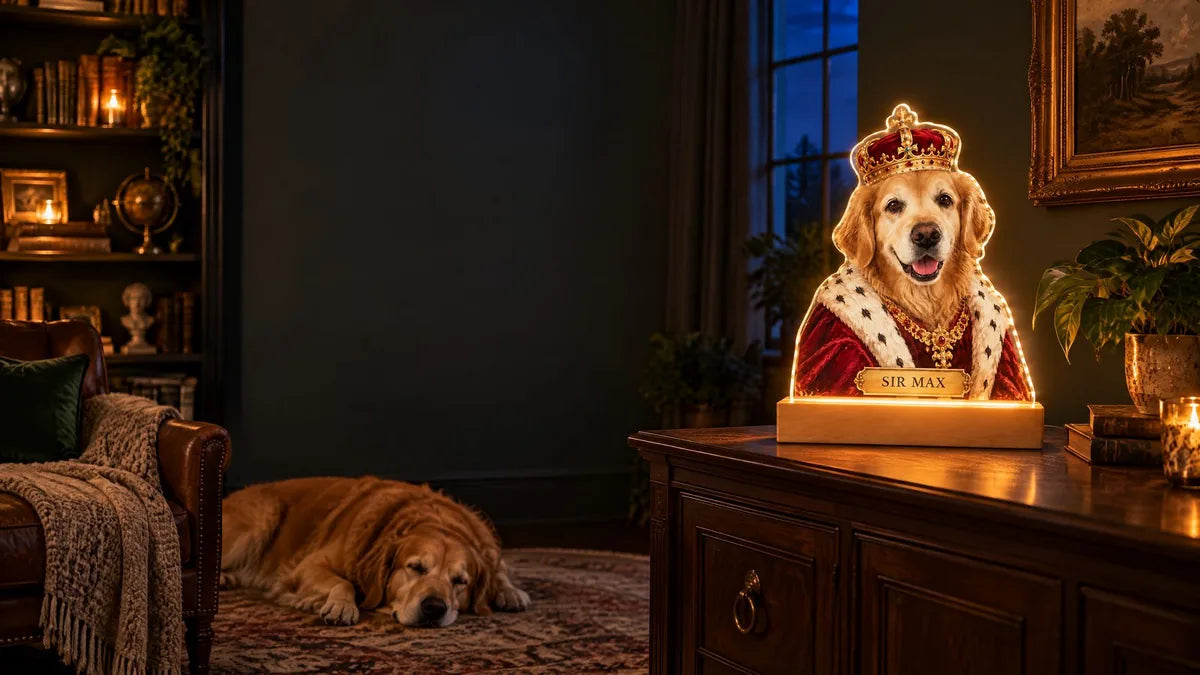 The royal portrait light glowing in the evening