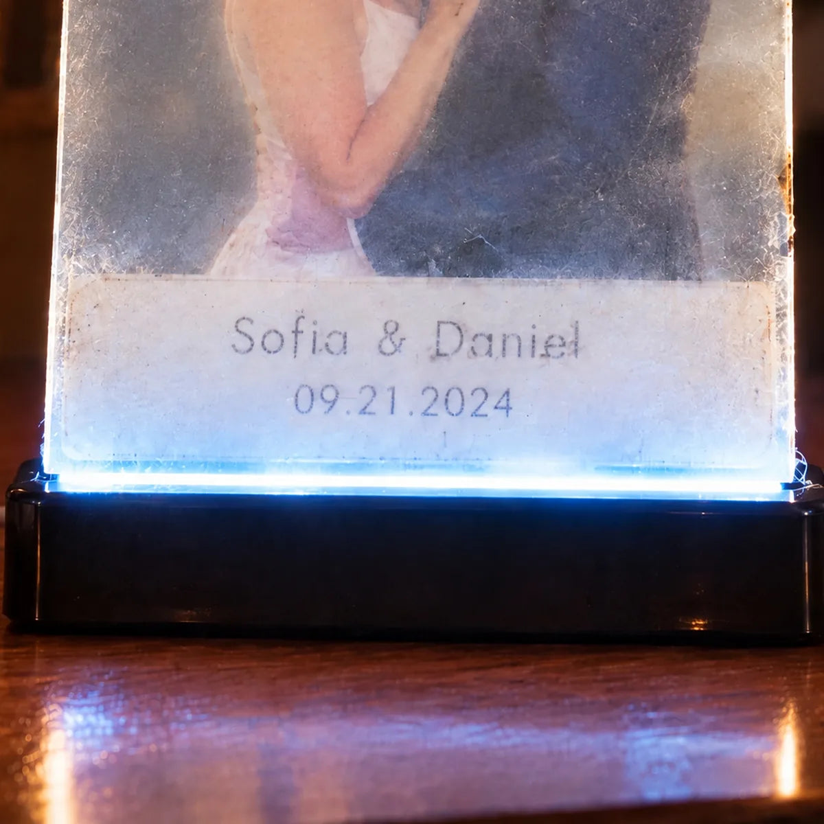 Close-up of a rough edge and plastic base
